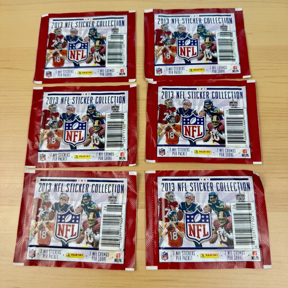 Lot of 6 Panini 2013 NFL Sticker Collection Packs Factory Sealed Unopened New